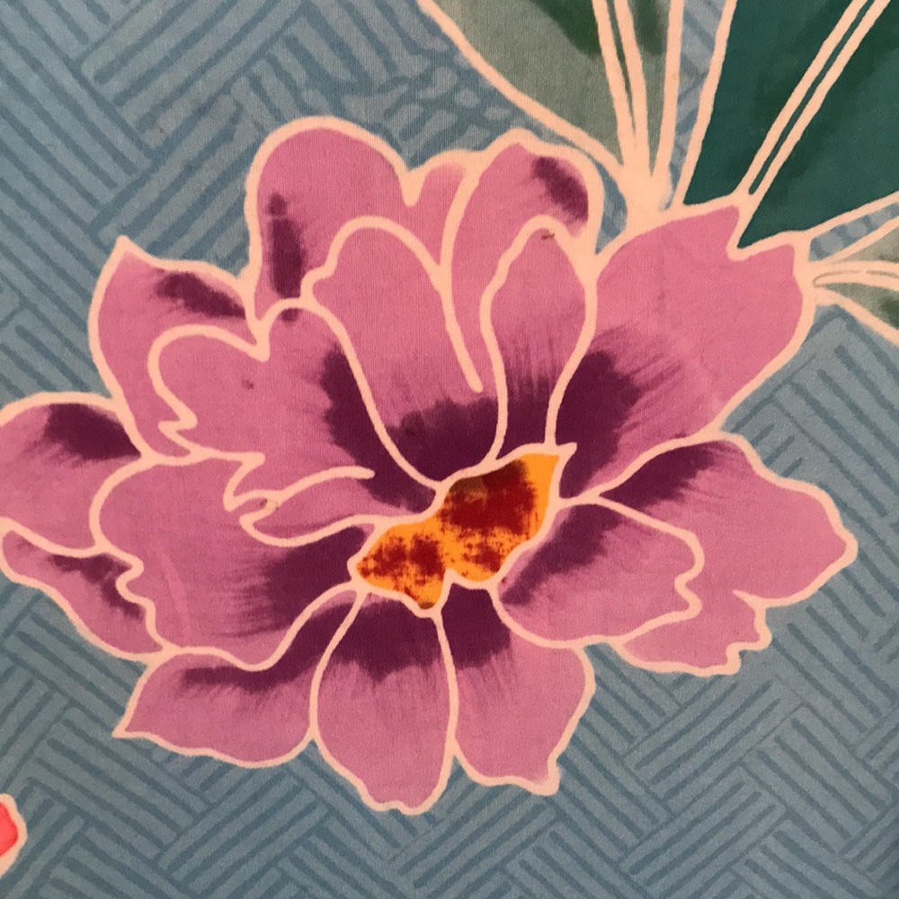 Blue Beach Sarong with Tropical Flowers - Picture 9 of 12